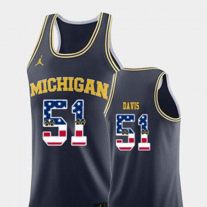 Austin Davis Michigan Jersey College Basketball For Men's #51 USA Flag Navy 601630-549