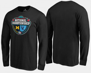 For Men's Michigan T-Shirt 2018 Basketball National Championship vs. Villanova Wildcats Crossover Matchup Long Sleeve Black 424459-320