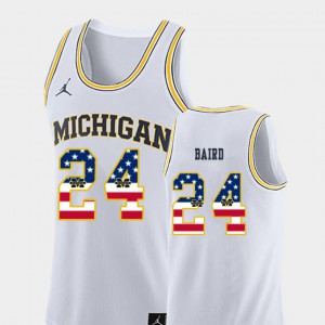 White C.J. Baird Michigan Jersey College Basketball #24 USA Flag Mens 121698-414
