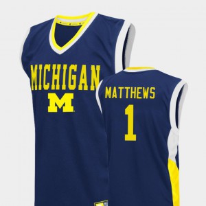 Charles Matthews Michigan Jersey Mens Fadeaway #1 Blue College Basketball 769050-805