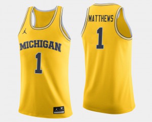 College Basketball Charles Matthews Michigan Jersey Maize #1 For Men's 576608-721