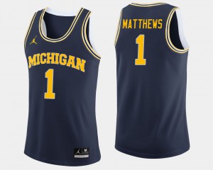 Charles Matthews Michigan Jersey For Men's College Basketball #1 Navy 589948-173