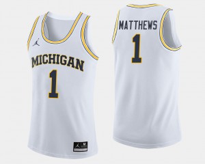 College Basketball #1 White Charles Matthews Michigan Jersey Mens 893704-601