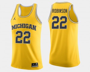 Men's Maize College Basketball #22 Duncan Robinson Michigan Jersey 214077-313