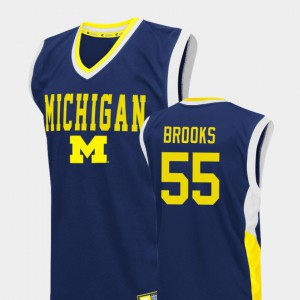 Mens Fadeaway College Basketball Eli Brooks Michigan Jersey #55 Blue 935851-877