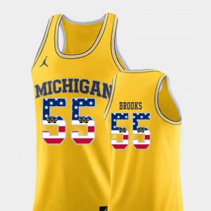 Mens USA Flag Yellow #55 Eli Brooks Michigan Jersey College Basketball 859698-463