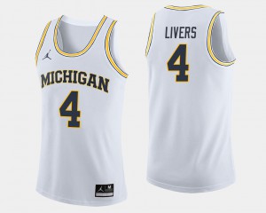 White Isaiah Livers Michigan Jersey Men's College Basketball #4 425724-551