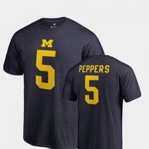 Men's College Legends #5 Name & Number Navy Jabrill Peppers Michigan T-Shirt 133670-789