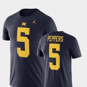 For Men Navy Jordan Football Performance #5 Jabrill Peppers Michigan T-Shirt 857988-535