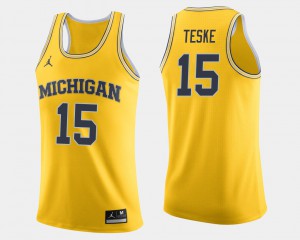 #15 Jon Teske Michigan Jersey College Basketball Maize Men's 310371-580