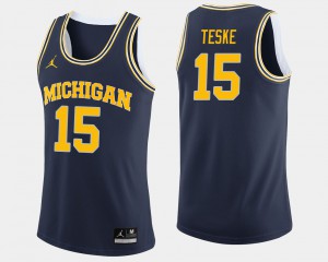 #15 College Basketball For Men's Jon Teske Michigan Jersey Navy 537169-653