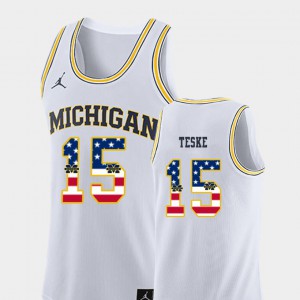 Jon Teske Michigan Jersey #15 College Basketball Men's USA Flag White 276422-436