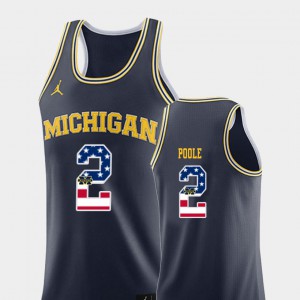 USA Flag #2 College Basketball Navy Men's Jordan Poole Michigan Jersey 650695-395
