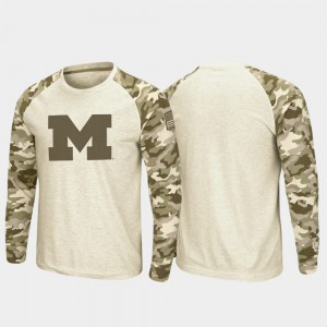 Michigan T-Shirt OHT Military Appreciation Men Raglan Long Sleeve Desert Camo Oatmeal 554545-932
