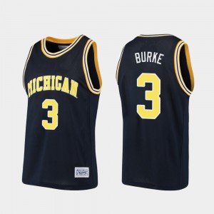 For Men #3 Basketball Trey Burke Michigan Jersey Navy Alumni 191767-429