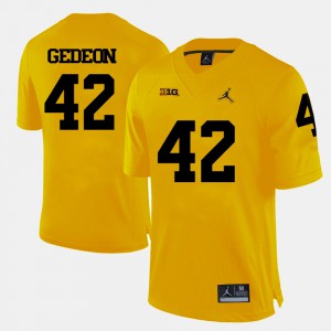 Yellow College Football Men's Ben Gedeon Michigan Jersey #42 594241-601