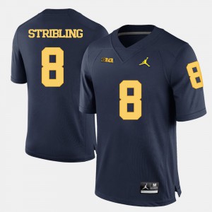 Channing Stribling Michigan Jersey Navy Blue Mens #8 College Football 530760-581