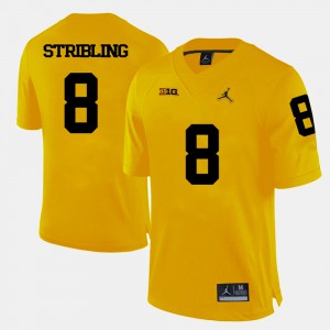 #8 College Football Men Channing Stribling Michigan Jersey Yellow 437753-197