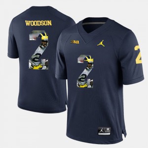 Charles Woodson Michigan Jersey #2 Player Pictorial Mens Navy Blue 905723-698