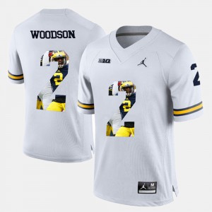 White Charles Woodson Michigan Jersey #2 Player Pictorial For Men's 709946-477