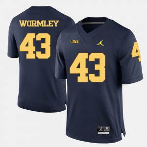#43 Men Chris Wormley Michigan Jersey College Football Navy Blue 786296-158