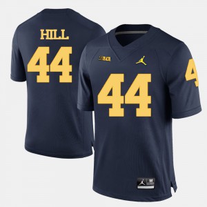 For Men's Delano Hill Michigan Jersey #44 Navy Blue College Football 926704-387
