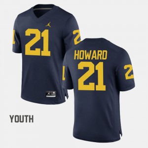 For Kids #21 desmond Howard Michigan Jersey Navy College Football 751005-683