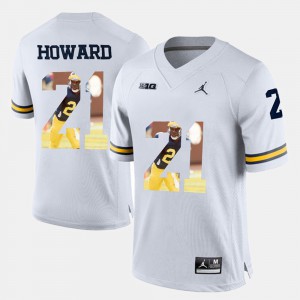 For Men's Player Pictorial Desmond Howard Michigan Jersey #21 White 490725-591