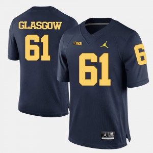 #61 Navy Blue College Football Men Graham Glasgow Michigan Jersey 301887-713