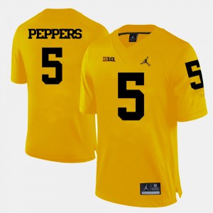 For Men College Football #5 Jabrill Peppers Michigan Jersey Yellow 525605-717