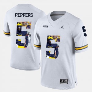 White Player Pictorial Men's Jabrill Peppers Michigan Jersey #5 125182-926