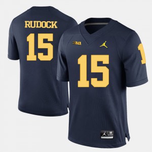 Jake Rudock Michigan Jersey Navy Blue For Men College Football #15 408497-838