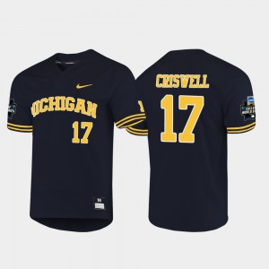 Jeff Criswell Michigan Jersey For Men's #17 Navy 2019 NCAA Baseball College World Series 817496-478