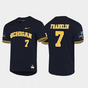 Navy #7 Jesse Franklin Michigan Jersey Men's 2019 NCAA Baseball College World Series 583274-481