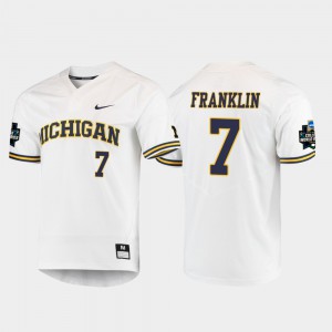 #7 2019 NCAA Baseball College World Series Jesse Franklin Michigan Jersey For Men's White 778029-204
