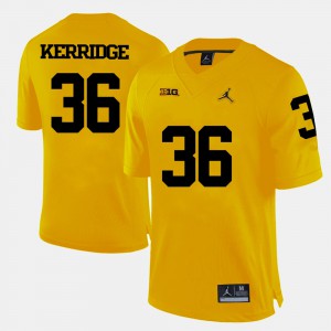 College Football Yellow Joe Kerridge Michigan Jersey #36 Men's 215365-982