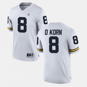 #8 John O'Korn Michigan Jersey For Men White Alumni Football Game 600964-572