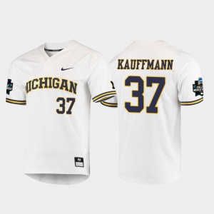 #37 2019 NCAA Baseball College World Series For Men's Karl Kauffmann Michigan Jersey White 588538-733