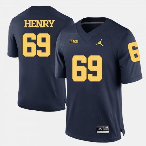 Navy Blue For Men Willie Henry Michigan Jersey #69 College Football 512650-144
