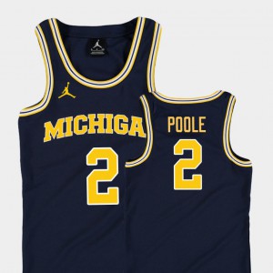 Replica #2 Navy College Basketball Jordan For Kids Jordan Poole Michigan Jersey 992803-619