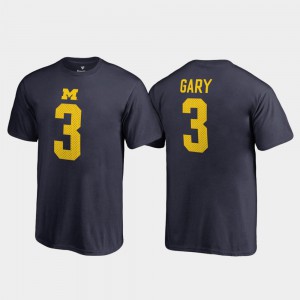 #3 For Kids Name & Number Rashan Gary Michigan T-Shirt Navy College Legends 680035-564